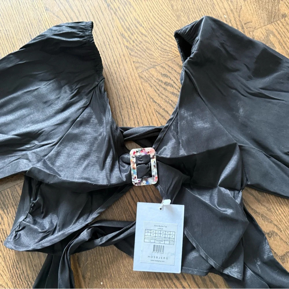 Nwt Hosbjerg Crop Top Back Tie Shirt Size L — image 3 of 7